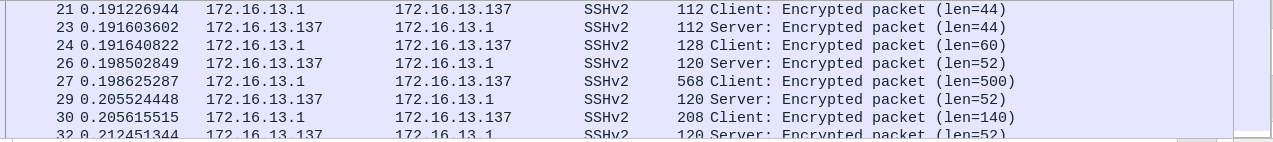 Capture Wireshark : trafic SSH chiffré