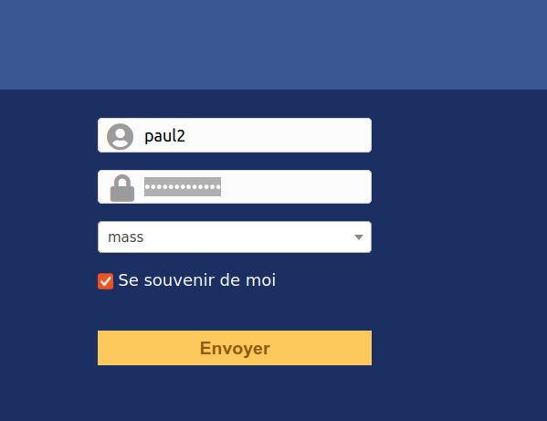 Connexion de l'utilisateur