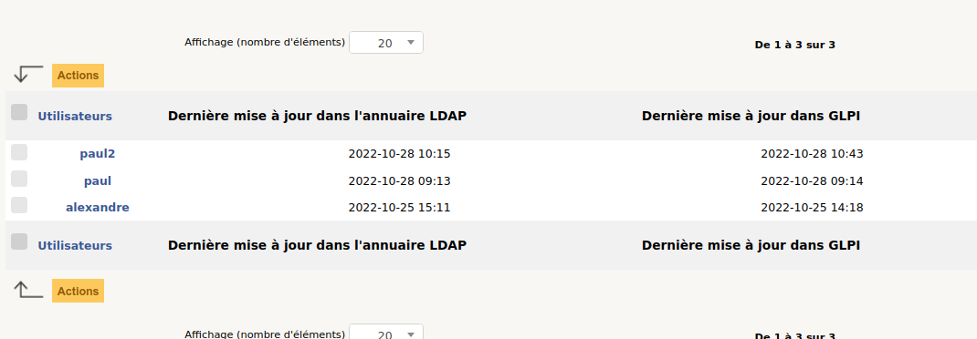 Fiche de l'utilisateur de l'AD