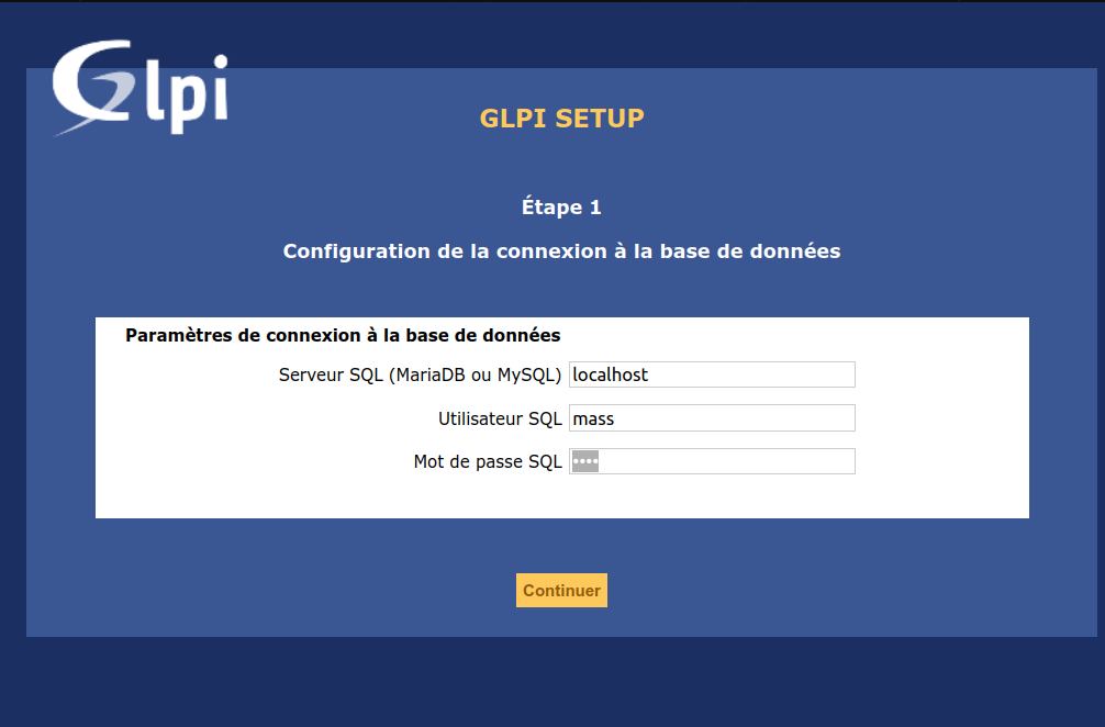 Assistant d'installation de GLPI