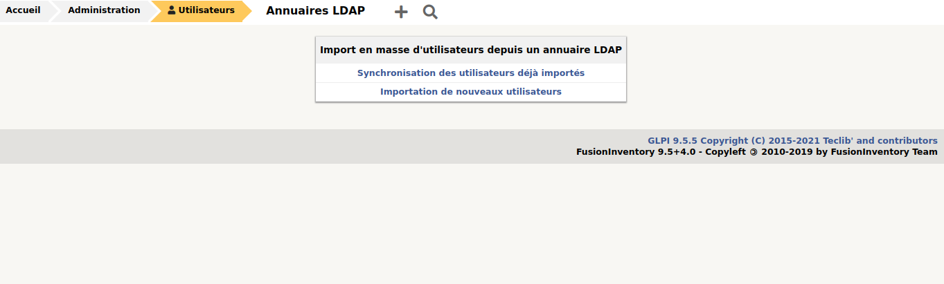 Utilisateur de l'AD importé dans GLPI